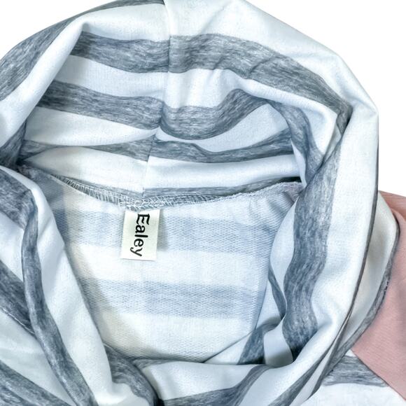 Ealey Cowl Neck Gray Pink Striped Pullover Sweater - Size XL - Picture 5 of 6